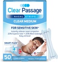 Nasal Strips Medium, Clear, 50 ct ← Funciona al instante para mejorar el sueño, reducir el ronquido, " Aliviar la congestión nasal Debido a las alergias de los fríos