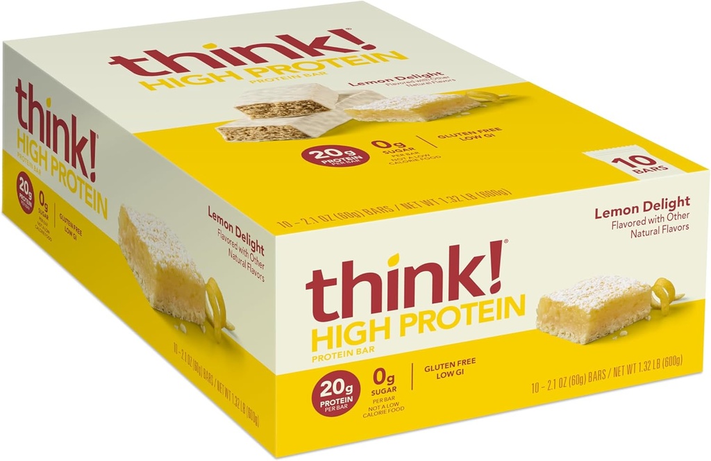 ¡Piensa! Protein Bares, High Protein Snacks, Gluten Free, Kosher Friendly, Lemon Delight, Nutrition Bars, 2.1 Oz per Bar, 10 Conde (Packaging May Vary)