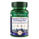 Productos de pureza Blueberry Probiotic B12 Energy Melt Clinical Probiotic - Blueberries orgánicas, Methylcobalamin B-12-30 Melts