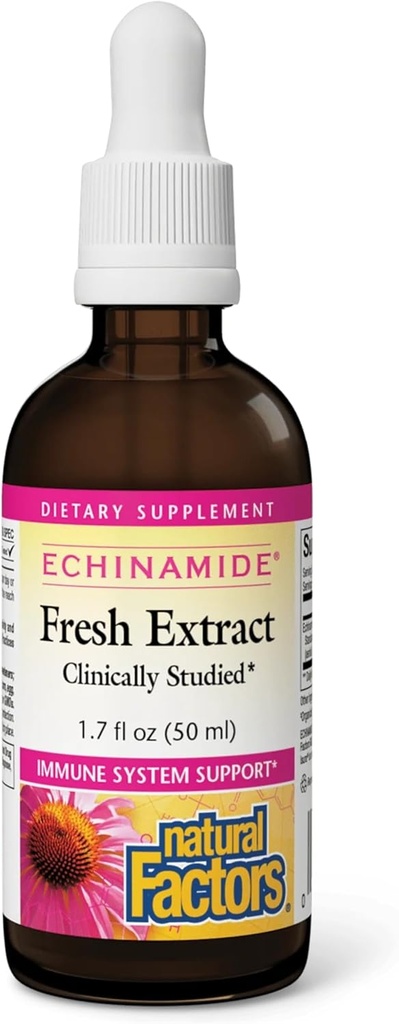 Factores naturales - Echinamida Echinacea Extracto de hierbas frescas, Immune System Support, 30 Servings (1.7 oz)