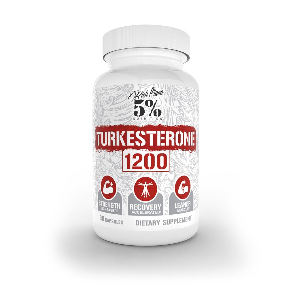 5% Nutrición Turkesterone 1200mg TEN Max Purity " Absorption TEN Complejo con Astragin, Cyclodextrin " Naringin TEN 90 Capsules (1 Mes de Suministro)