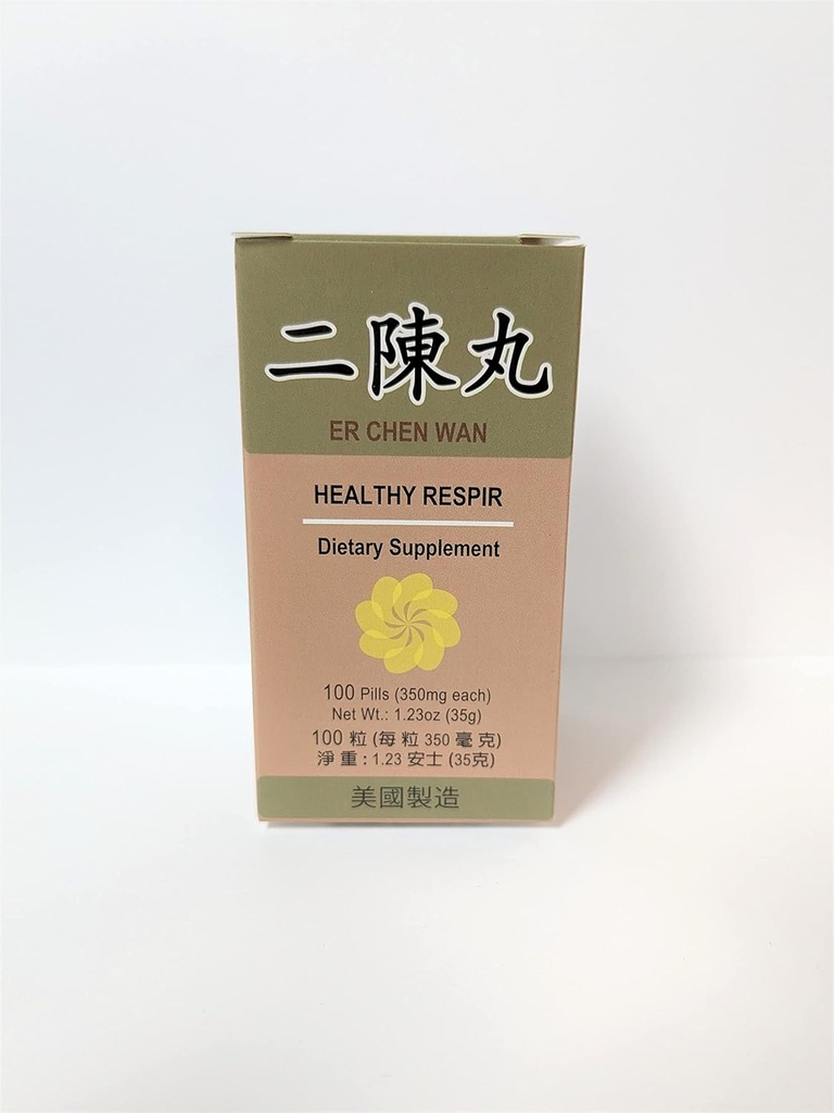 Lao Wei Healthy Respir - Er Chen Wan Herbal Supplement Helps for Bronchial Function, Respiratory System 350mg 100 Pills Made in USA