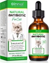 Antibióticos para gatos, suplementos de animales antibióticos naturales Admite Alivio de la alergia a los gatos, Cat Multivitamina UTI gotas para todas las edades " razas de gato, sabor de pollo - 2 Fl Oz / 1 Pack