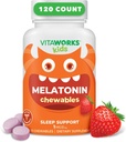 Melatonina de niños 1 mg Chewable con L theanina, manzanilla y limón Balm Extract Chewable Tablets - Natural Berry Flavor - for Help Falling and Staying Asleep - para niños - 120 Chewables