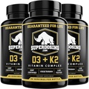 Mejor valor, Max Strength 10,000 iu Vitamin D3 y 1500 mcg Vitamin K2 Suplementos 3 Bottle Pack. D3K2 Vitaminas y Suplementos para la Salud. Cápsulas D3-K2 MK4, mejor vitamina K2D3 para el sistema inmunológico