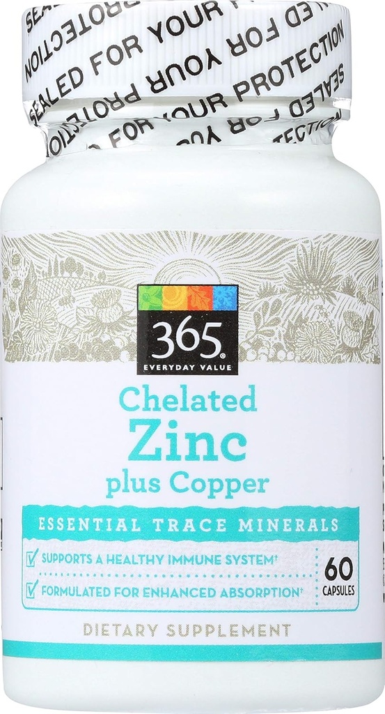 365 por Whole Foods Market, Chelated Zinc plus Copper, 60 ct