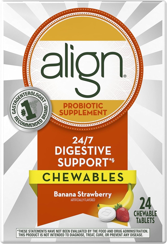 Align Probiotic Chewables Banana Strawberry 24ct (Packaging May Vary)