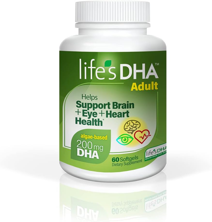 El suplemento dietético DHA All-Vegetarian DHA apoya un cerebro saludable, ojos y corazón, no transgénico de la planta sostenible 200 mg de DHA Omega-3 60 Softgels