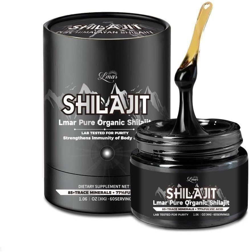 Lmar Puro Himalaya Orgánica Shilajit Resin ← 100% Natural 75 Sirviendo Suplementos Alimentarios Shilajit para Hombres &amp; Mujeres Lab Tested Rich in 85+ Trace Minerals &amp; Over 77% Fulvic Acid
