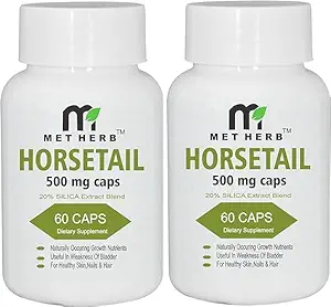Met Herb Horsetail Extract-500mg Capsules 120 Count | Hair, Skin, & Nails Support | Promotes Urinary Tract Health | Strengthen Joints