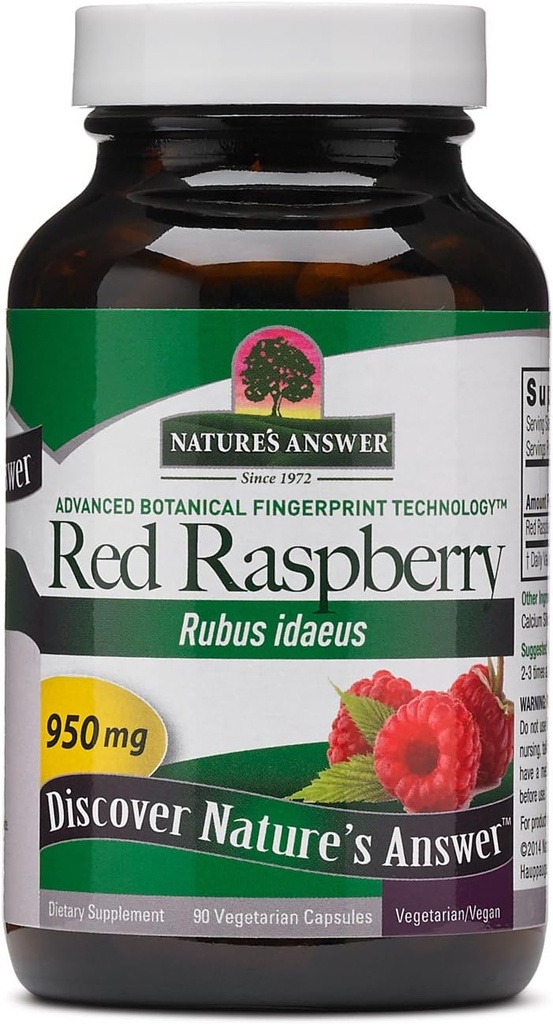 Respuesta de la naturaleza Red Raspberry Leaf ← Suplemento dietético ← Promueve la Salud Digestiva Silencio No GMO, Vegan " Kosher Certified Silencio Vegetarian Capsules 90ct