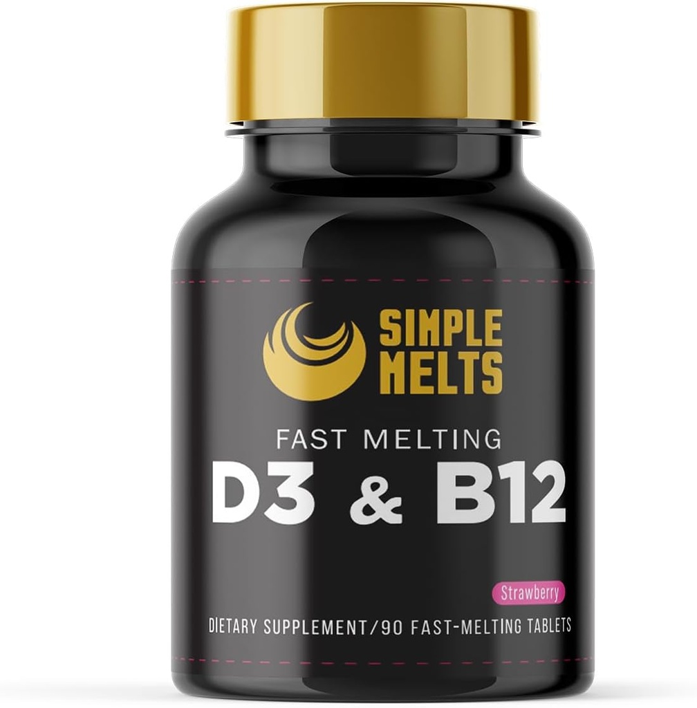Dissolvable Bariatric D3 B12 | Vitamin B12 2500mcg & D3 125mcg 5000IU B 12 and D 3 Tablets | Bone, Immune Support | Strawberry Flavor | Vegan | Sugar-Free, 90-Day Supply