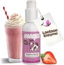Moops Liquid Lactase Enzyme Syrup 2oz – Delicious Strawberry Milkshake Flavor – 10,000 unidades FCC para el alivio rápido de la ordeña – Dosis personalizable para la intolerancia a la lactosa – Bomba Twist-to-Lock portátil