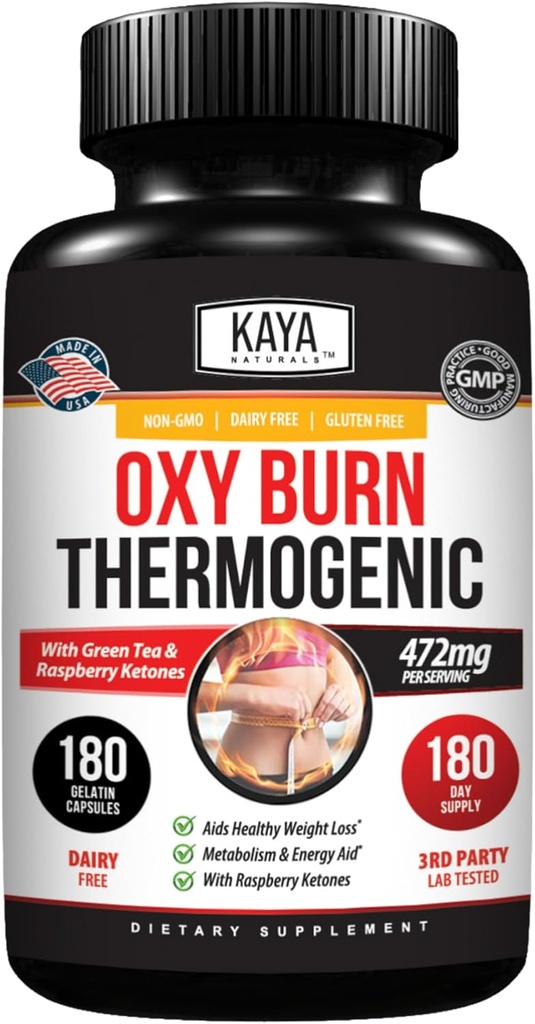 Kaya Naturals Oxy Burn - Thermogenic Herbal Formula for Active Living – Non-GMO & Gluten-Free – 180 Conde