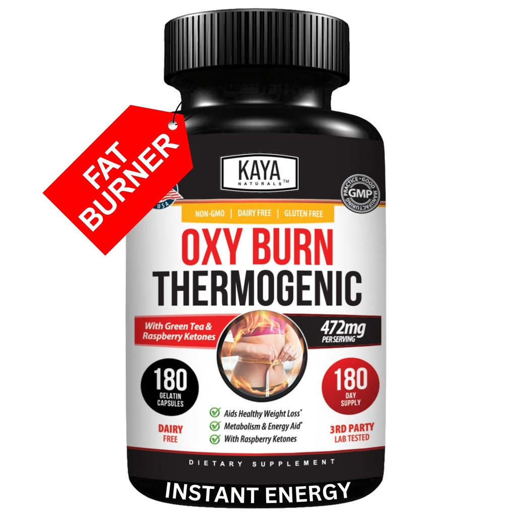 Kaya Naturals Oxy Burn - Thermogenic Herbal Formula for Active Living – Non-GMO & Gluten-Free – 180 Count
