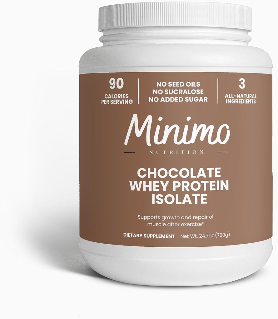 Whey Isolate Protein Powder, Solo 3 Ingredientes, Whey Protein Isolate, No Semillas Aceites, No Añadido Sugar, No Sucralose, 1,51 libras (1,54, Chocolate)