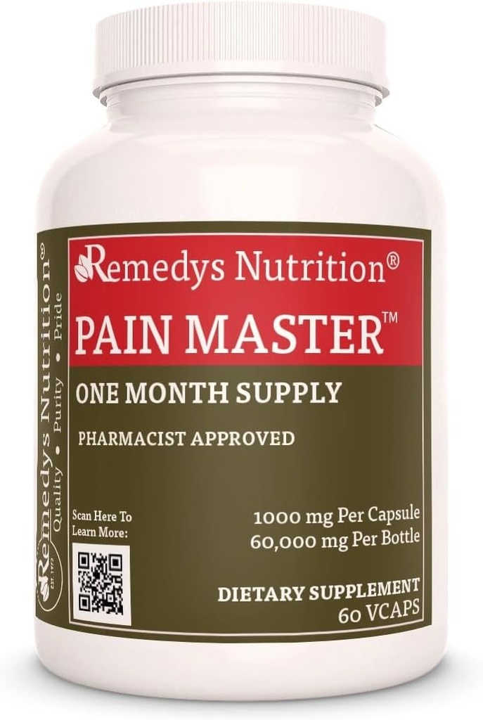 Nutrición de Remedy Dolor de Dolor Silencioso 1000mg, 60 cápsulas veganos Suplemento dietético de Herbal