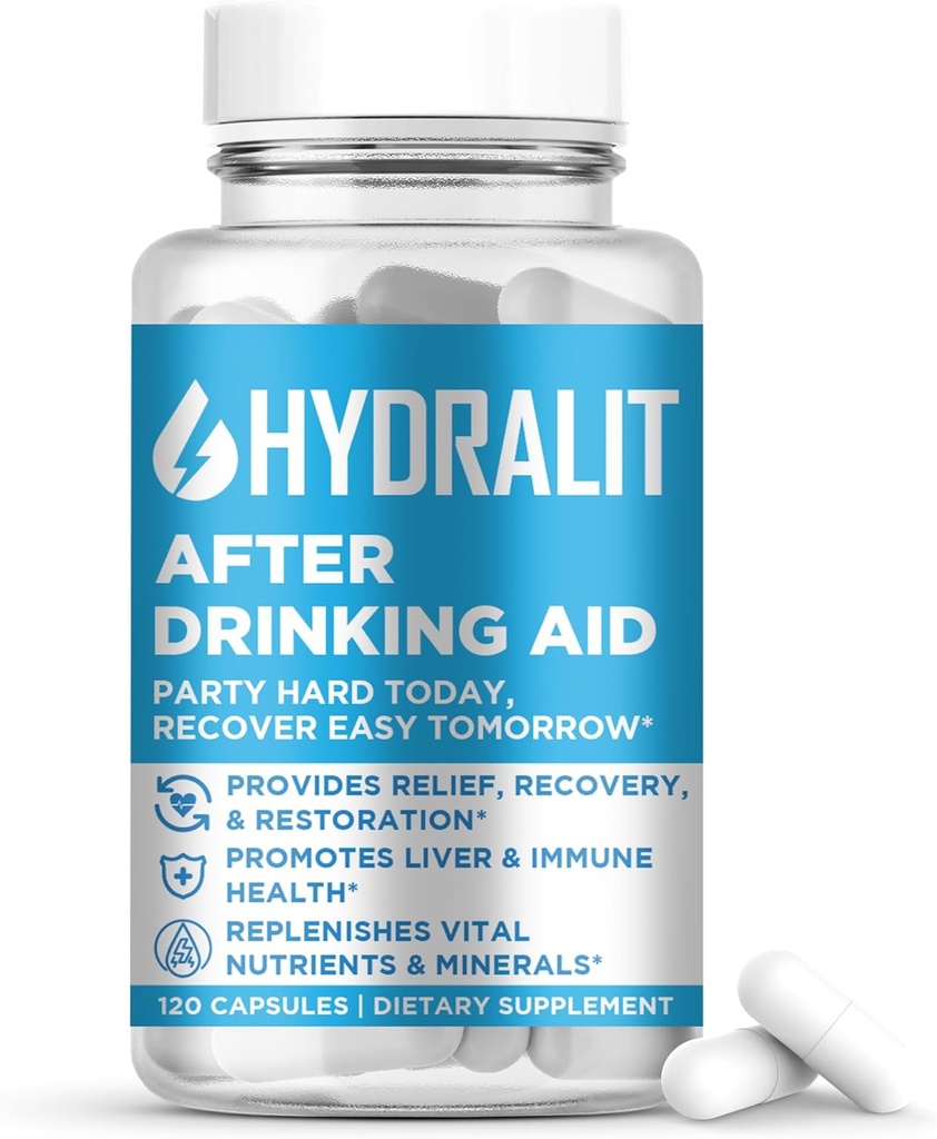 Después de Beber Ayuda Suplemento Pre Game Party Pills Electrolytes Hydration DHM Milk Thistle Weekend Recovery Vitamins Relief Formula Better Mornings Alcohol Liver Health Support 120 Capsules