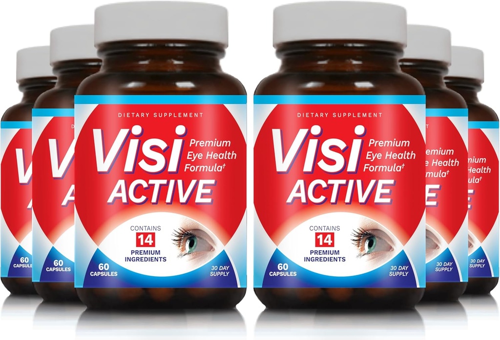 Suplemento de Apoyo Visión - Fórmula de Salud Ocular con L-Tartrate, Resveratrol, Blueberry Extract, Vitaminas A, C, D &amp; 11 Ingredientes para Vision Support - 60 Capsules/Bottle - 6 Pack