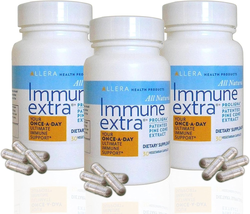 Allera Health Pine Cone Extract Capsules - Vegan ProLigna Plant Based Diet Products - Immune Support Supplement - Organic Scotch Pine Cone Extract Harvested from Wild Crafted Trees - 30 Caps, 3-Pack