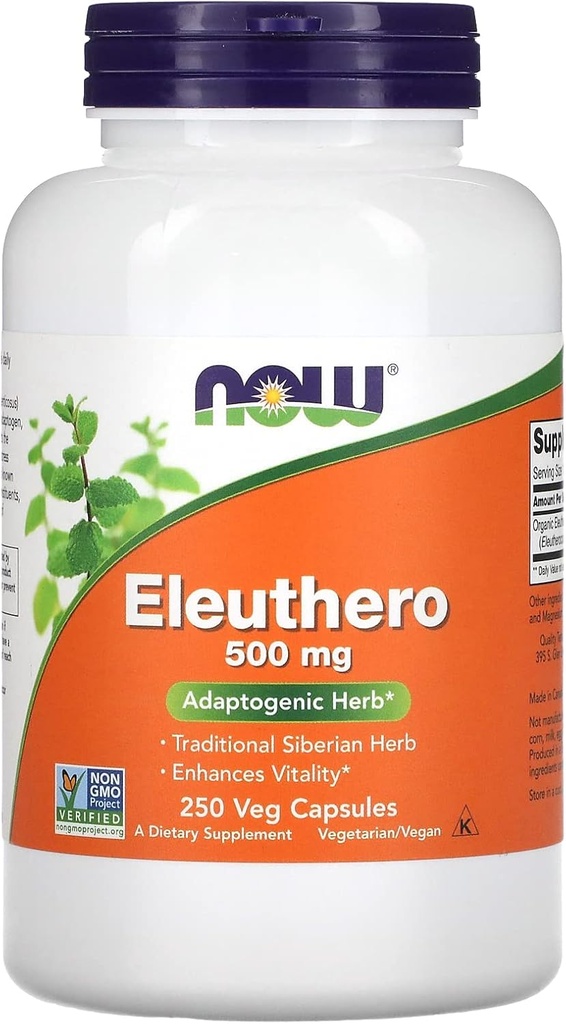 Eleuthero 500mg Ahora Comida 250 cápsulas