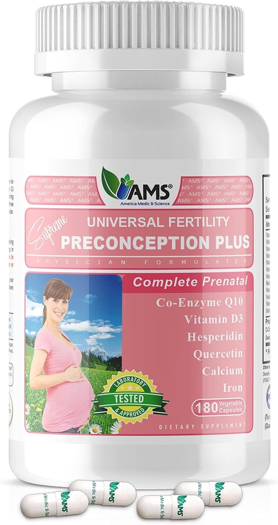 America Medic ' Science Preconception Plus (180 capsules) Concepción y Fertilidad Suplemento  Physician Formulated Pills to Support Conception peru Prenatal Vitamins Best for Women Trying to Conceive