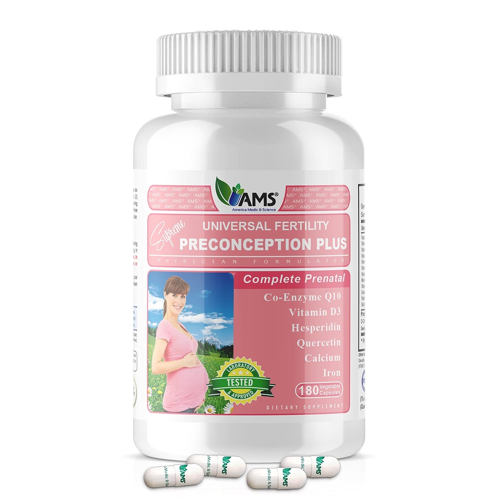 America Medic ' Science Preconception Plus (180 capsules) Concepción y Fertilidad Suplemento  Physician Formulated Pills to Support Conception peru Prenatal Vitamins Best for Women Trying to Conceive
