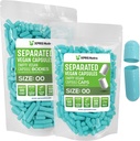 XPRS Nutra Vegan Size 00 Separated Capsules - 500 Count Premium Empty Capsules Separated in Bags - 00 Pills Empty for DIY Supplement Filling (Aqua)