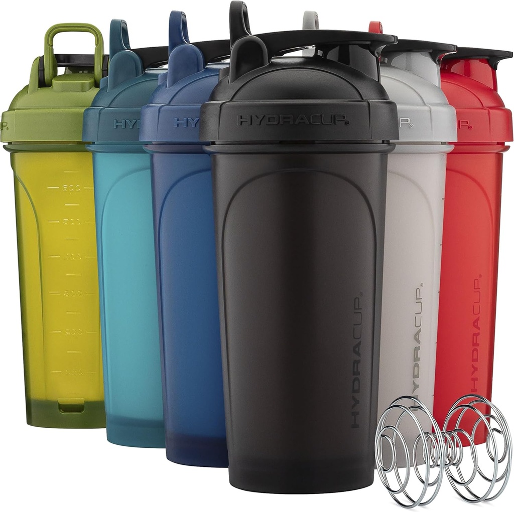 Hydra Cup ProFlow Shaker Botellas 6-Pack (28oz)   Protein Shaker Cups with Whisk Ball, Leak-Proof Lid, Hidden Carry Handle ← BPA-Free Gym Mixer for Protein Powder, Mixing Supplements, Fresh Colors