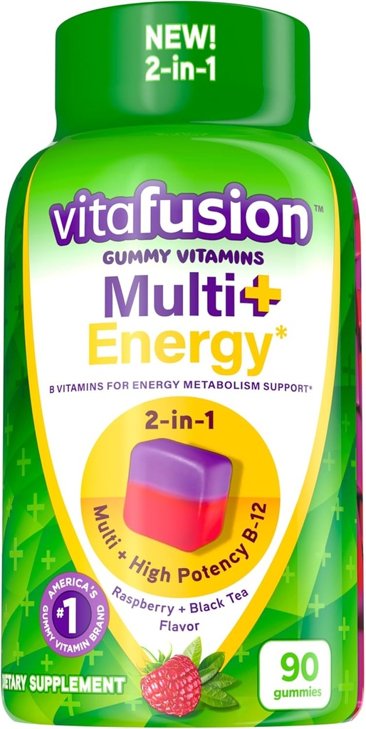 Vitafusion Multi + Energía* Gummy Vitaminas, Contiene vitaminas B para proporcionar energía Metabolismo Apoyo*, 90 Cuenta