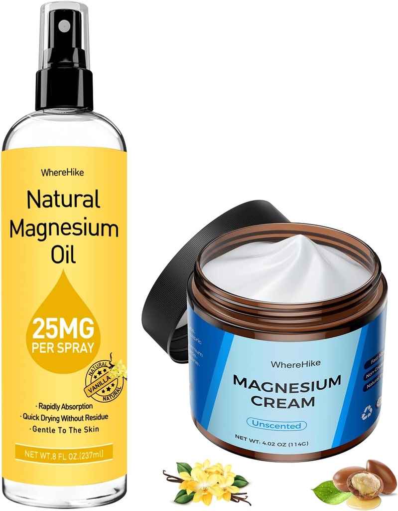 Loción de magnesio tópico limitadaSpray para los calambres y el sueño,Crema de magnesio nocturno para el dolor,Relajación muscular,Calma, Hidratación profunda para el cuidado corporal de la piel - Natural y seguro para los niños