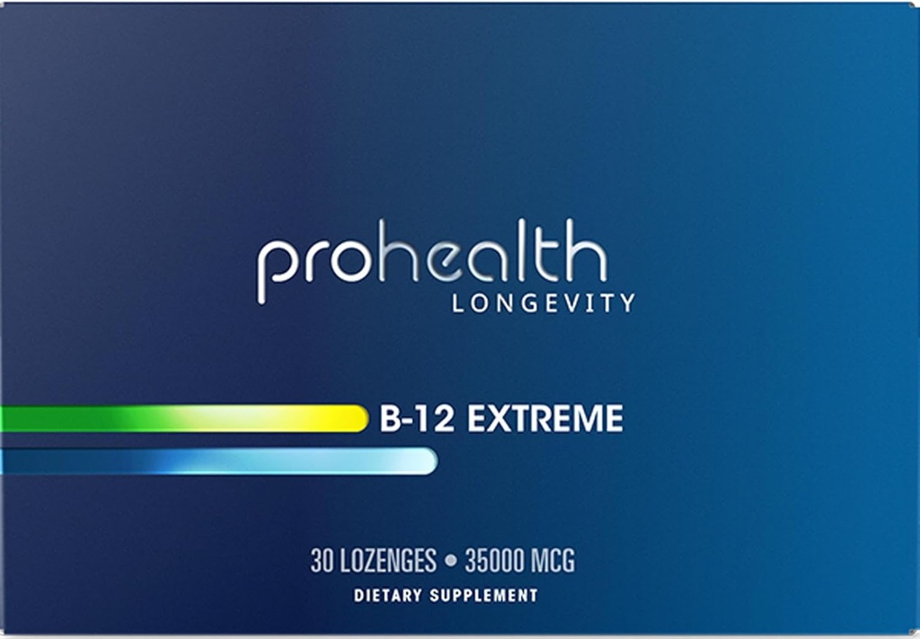 ProHealth Vitamina B 12 Extreme- 35,000 mcg Mega Dose, 7 X Strength (30 Sublingual Dissolvable Tablets) Extra Strength, B 12 Vitamina, Methylcobalamin, Dibencozide, Cyanocobalamin, Hydroxocobalamin