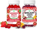 Lunakai USA Made Womens Multivitamin &amp; Shilajit Gummies Bundle – Energy, Immune & Vitality Support – Naturally Flavored – 60 Gummies no GMO Cada uno