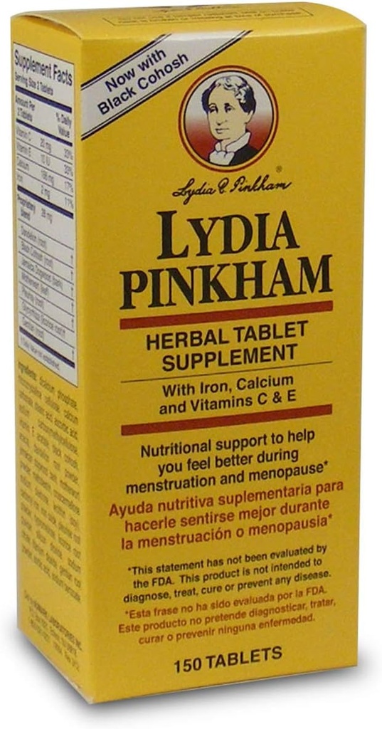 Lydia Pinkham Herbal Suplemento Tablas para Menstruación y Apoyo a la menopausia, 150 Cuenta