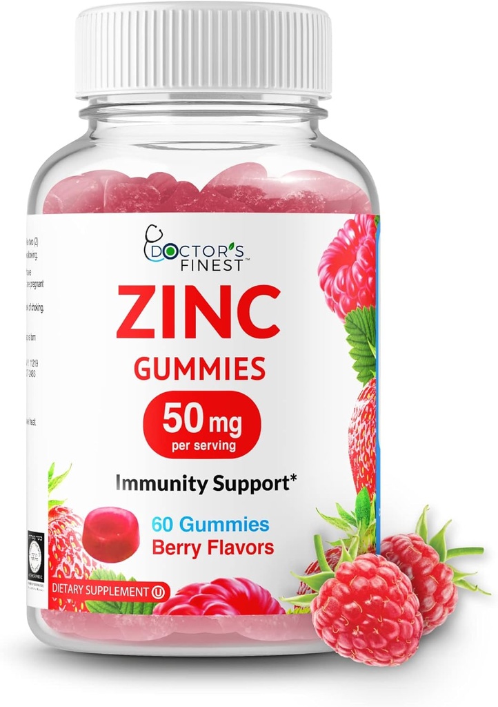 Zinc 50mg Gummies – Vegetariano, GMO libre y gluten Vitamina gratis – Gran sabor a la baya Pectina sabor – Suplemento dietético adulto – 60 Conteo [30 Doses]