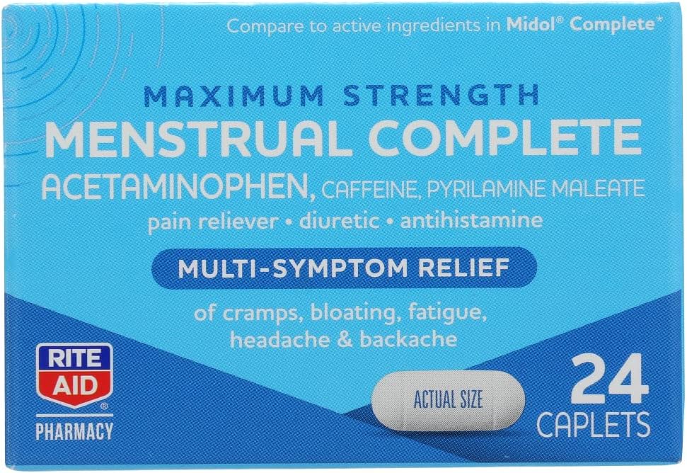 Rite Aid, Farmacia Menstrual Multi Symptom Relief Caplets Maximum Strength, 24 Count