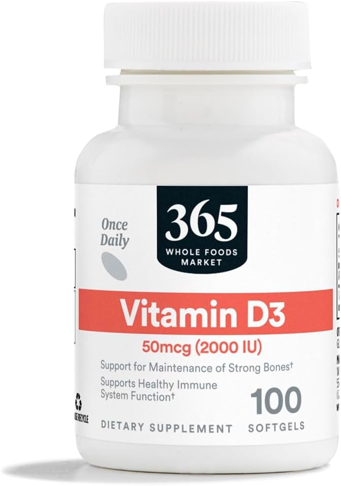 365 by Whole Foods Market, Vitamin D3 Softgels, 2000 IU, 100 CT