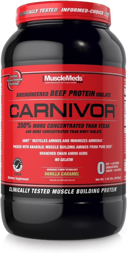 MuscleMeds Carnivor, Light Brown, Vanilla Caramel, 1,95 libras (Pack of 1)