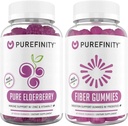PUREFINITY Fiber + Elderberry Gummies Bundle (Inulin FOS Prebiotic Fiber Gummies + Double Strength Elderberry Gummies with Zinc & Vitamin C)
