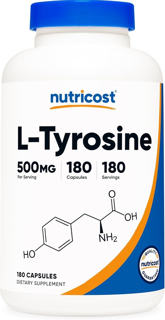 Nutricost L-Tyrosine 500mg, 180 Capsules - Gluten Free < Non-GMO
