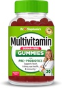 Gummies multivitamínicas del Dr. Stephanie - Libre de azúcar con prebióticos " Probióticos - Soporte diario para ojos, riñones, hígado, corazón, " Salud digestiva - sabor a baya mixta
