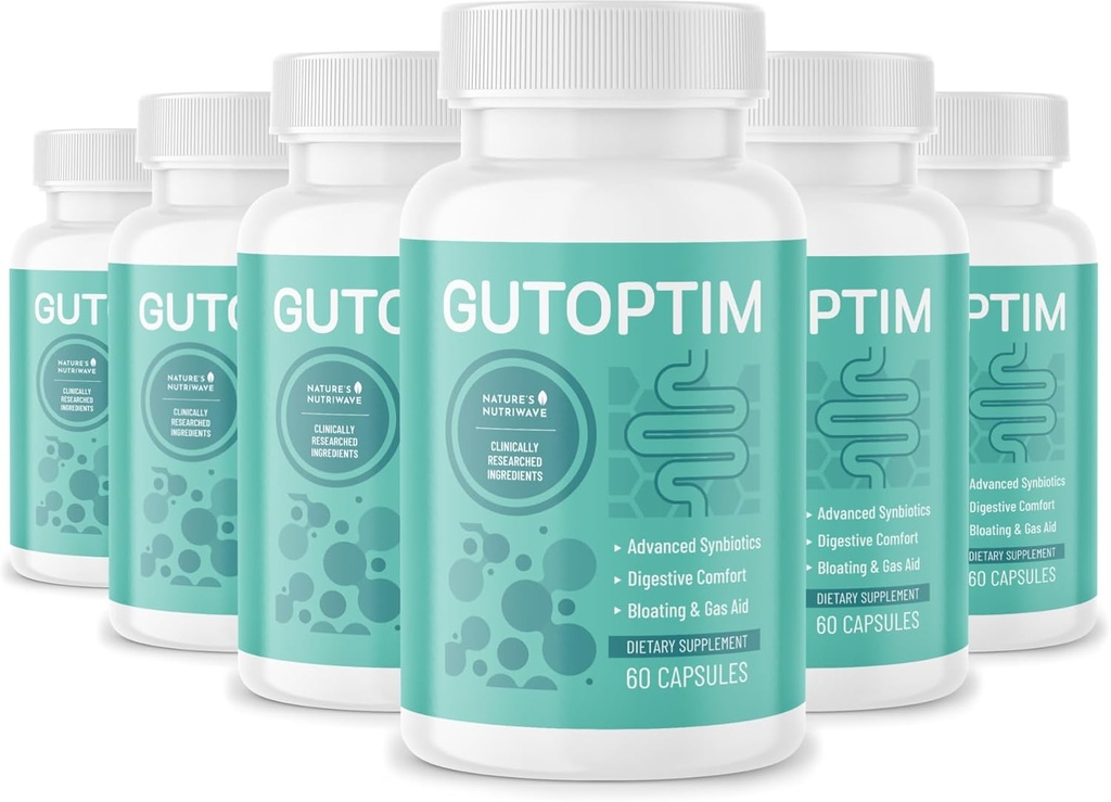 GutOptim Probióticos " Prebióticos Capsules tóxicos Pre y Probióticos para la salud sinbiótica " Bloating Relief for Women " Men TEN Enzyme with Probiotics for Digestive Health TEN Non-GMO, 60 Ct, 6 Month Supply