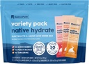 NativePath Native Hydrate Stick Packs with Electrolytes and Amino Acids, Variety Pack, Mixed Berry, Peach Mango, Tangerine, 30 Servings