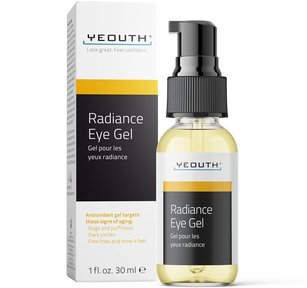 YEOUTH bajo ojo Gel con ácido hialurónico, Cuidado de la piel blancos La apariencia de la fuerza, círculos oscuros " bajo bolsas de ojos, revitalización de la piel hidratante 1oz