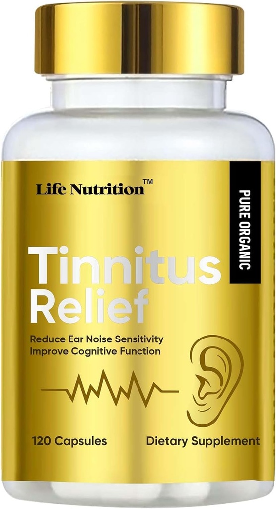 Life Nutrition 1200MG Tinnitus Relief for Ringing Ears,OTC Flavonoid Ear Health Vitamins,Bioflavonoids &amp; Vitamina C,120 Caplets