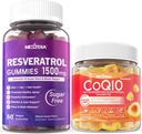 Azúcar Resveratrol Gummies 1500mg + CoQ10 200mg Gummies llenas con soporte de magnesio Envejecimiento saludable &amp; Longevidad