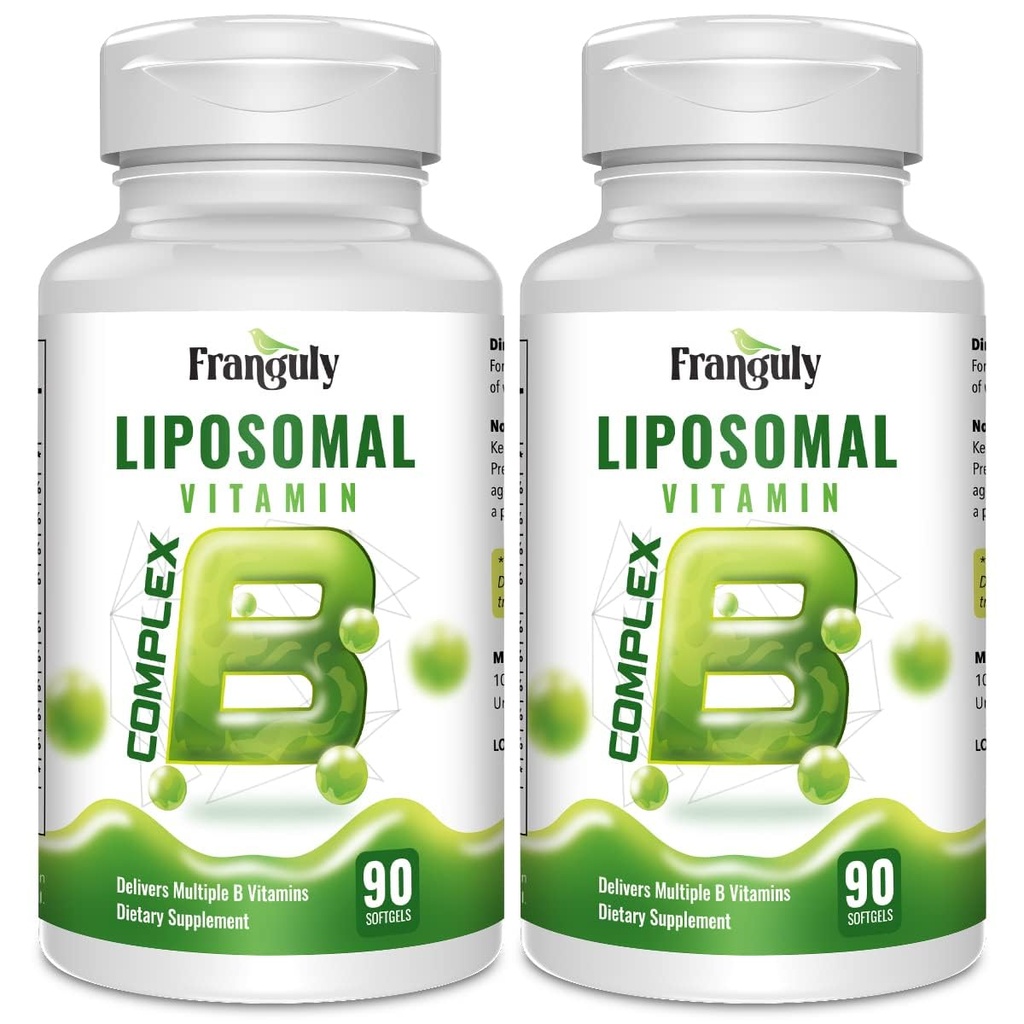 Complejo Liposomal B diseñado para vitaminas de alta absorción B con Choline Inositol B1, B2, B3, B5, B6, Biotina, Folate, Metilada B12- Inmuno, Energía, Cerebro &amp; Corazón Soporte 180 Softgels