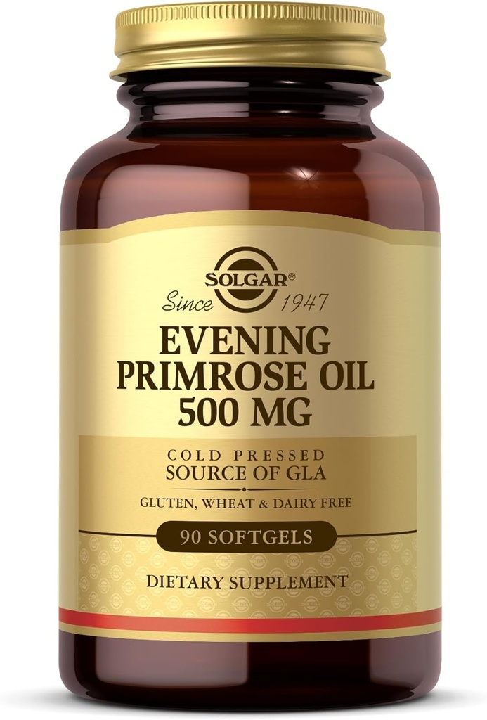 Solgar Evening Primrose Oil 500 mg - 90 Softgels - Cold Pressed Source of GLA - Gluten Free, Dairy Free - 90 Servings