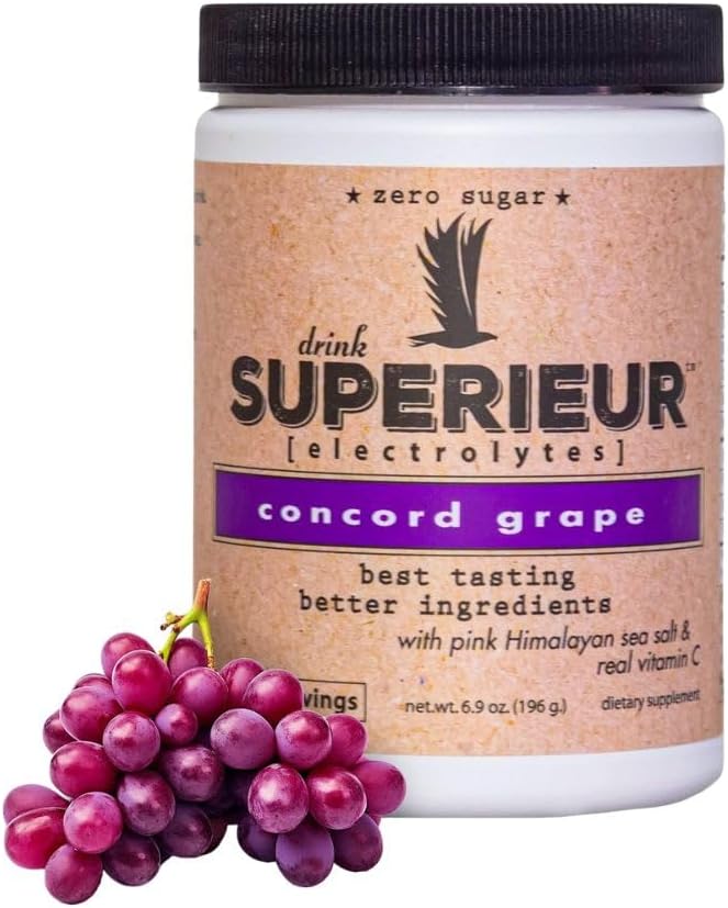 Electrolitos de superieur – Suplemento electrolito basado en plantas w / minerales de mar para la hidratación y recuperación–Keto Friendly, non-GMO, cero Azúcar, Vegan saludable bebida deportiva Polvo – Concord Grape (70 servidumbres)