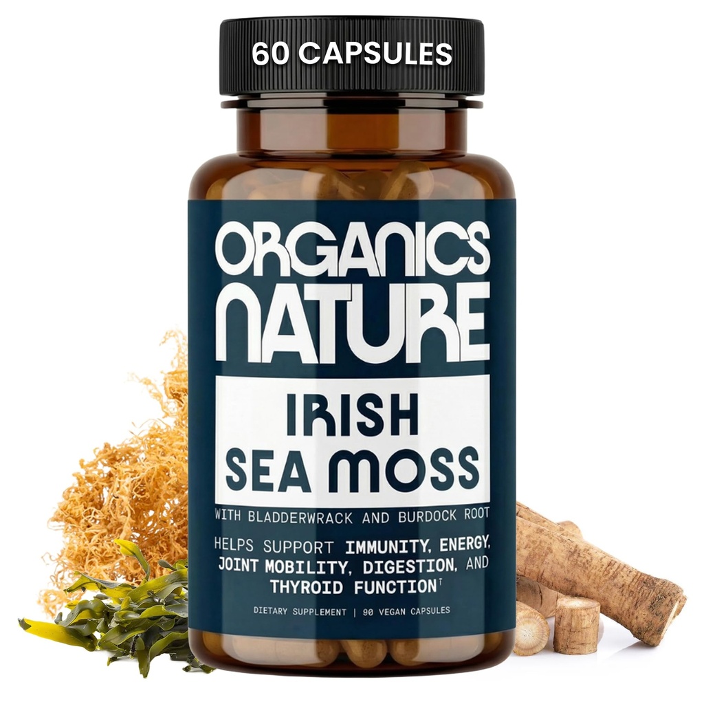 ORGANICS NATURE Irish Sea Moss Capsules 45 Servings ⋅ High Potency Seamoss Pills ← Dr. Sebi Aprobó Sea Moss for Energy 90 Vegan Capsules